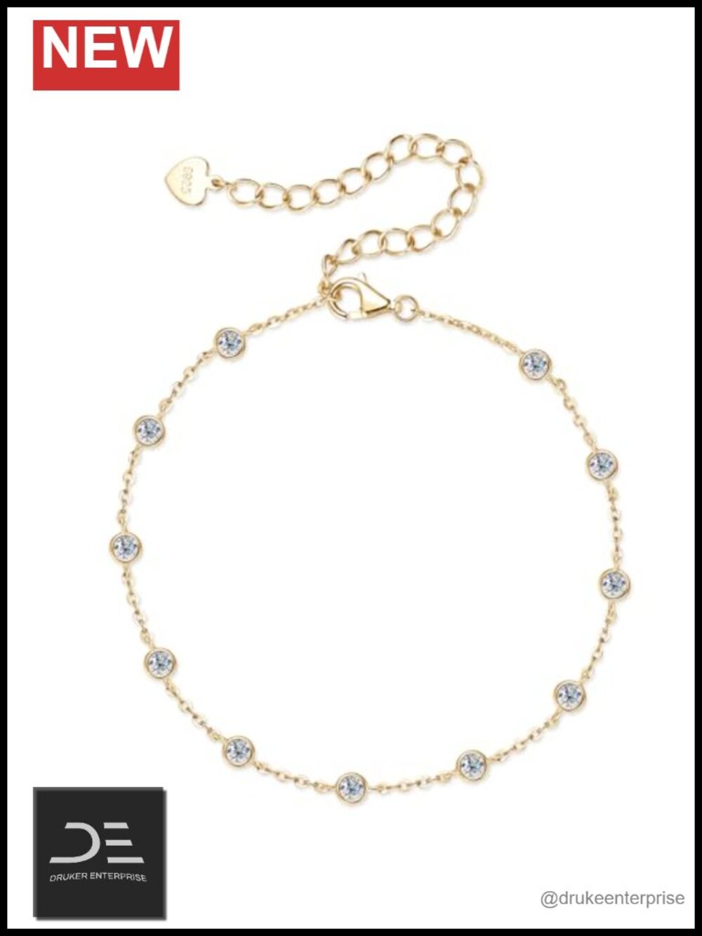 Tennis Bracelet 925 Sterling Silver Moissanite Adjustable Lobster Clasp Bezel